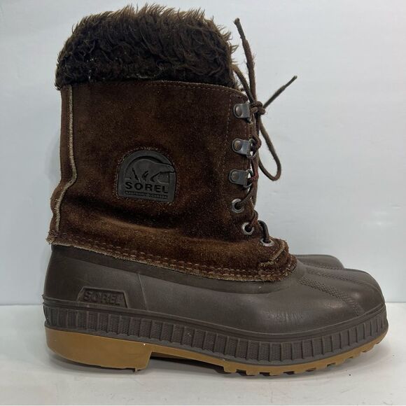Sorel Kaufman Brown Leather Winter Snow Boots with Removable Liners - Picture 1 of 10